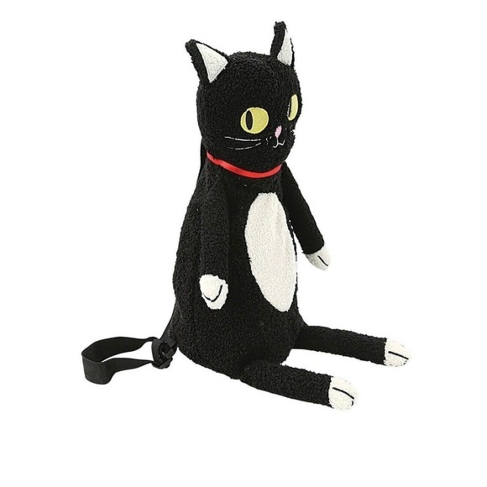 Spookyville Critters Plush Furry Black Cat Backpack Adjustable Straps